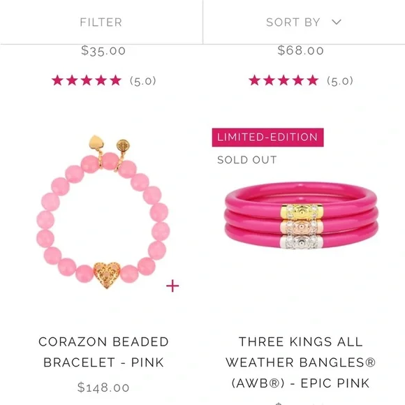 Sold✅ BUDHAGIRL Epic Pink Three Kings Bangle SOLD OUT Set - Picture 6 of 6